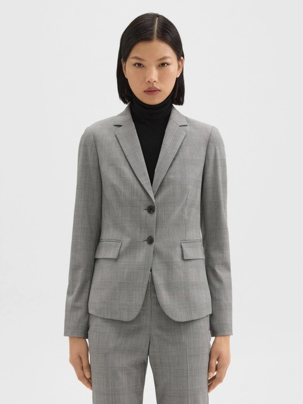 Theory Virgin Wool Blend Blazer Jacket Gray Tailored 2 Button Size 4 Minimalist